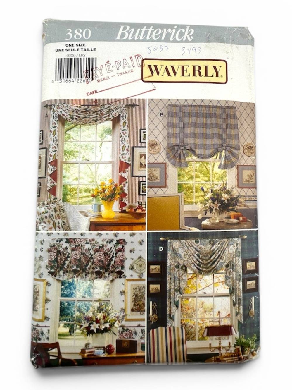 🪡 Butterick Home Decorating Window Treatment Sewing Pattern - 380